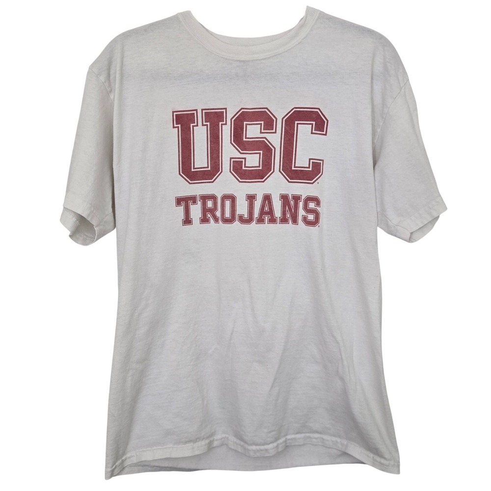 Vintage USC Trojans Shirt‎ L Large White Jerzees 90s NCAA Made in Haiti Thrashed